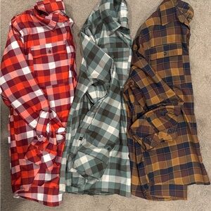 Men's Plaid Flannel Shirt - Red, Green, Brown